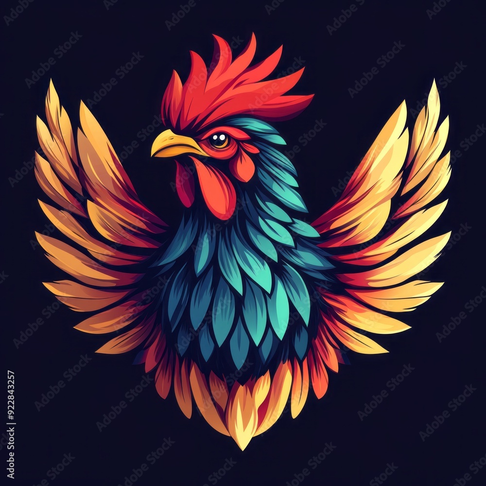 Obraz premium vector colorful chicken logo 