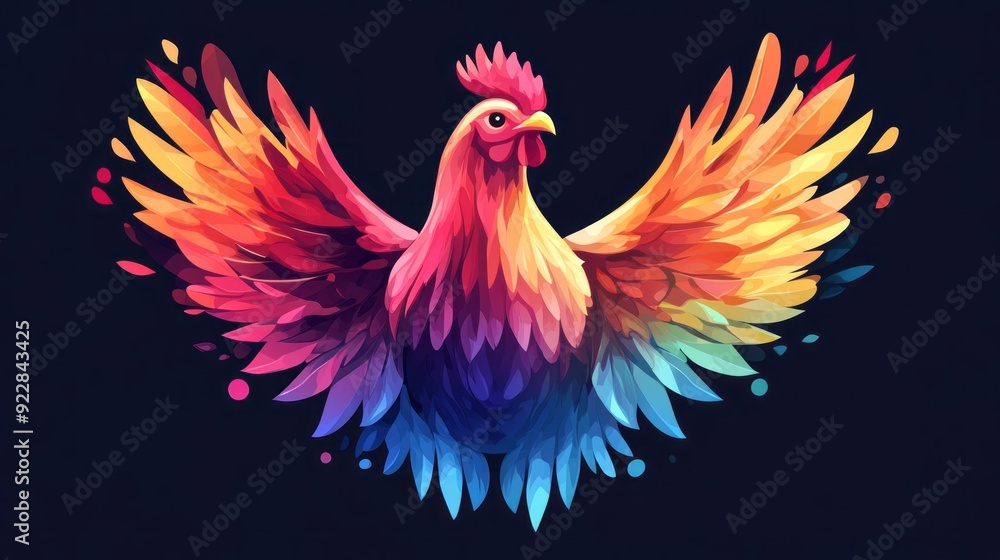 Obraz premium vector colorful chicken logo 