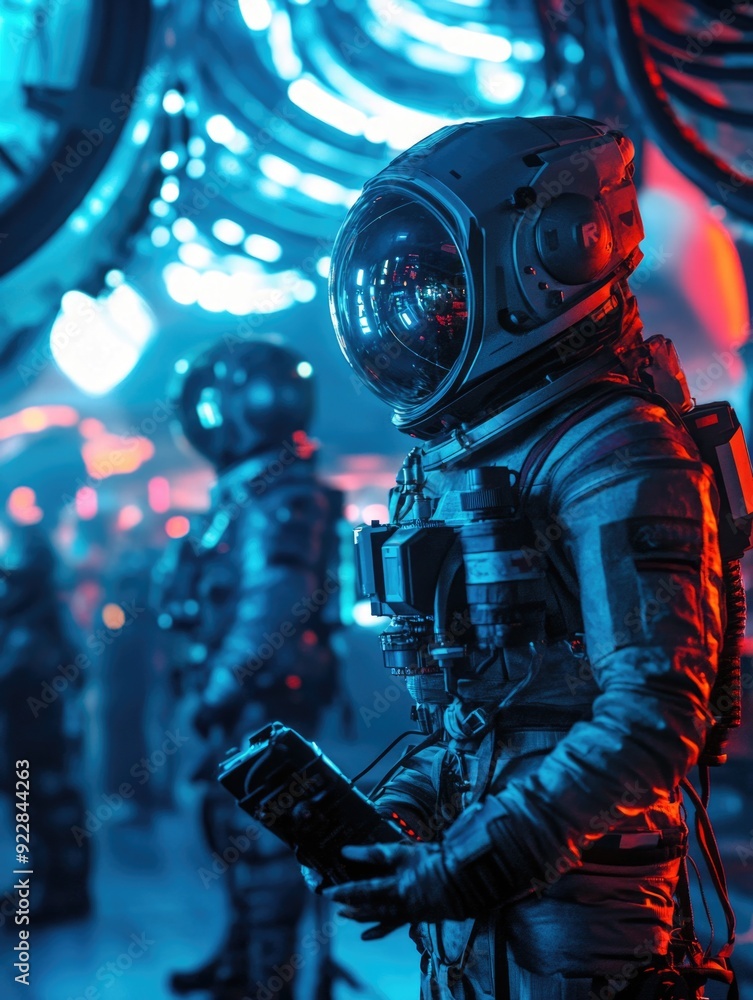 Space Exploration Team in Futuristic Spaceship Space Exploration Team in Futuristic Spaceship