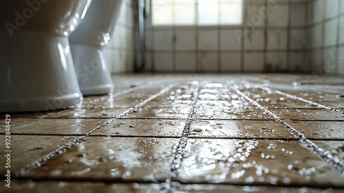 Water Droplets on Tile Floor.