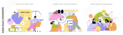 Global Market Expansion. Flat Vector Illustration