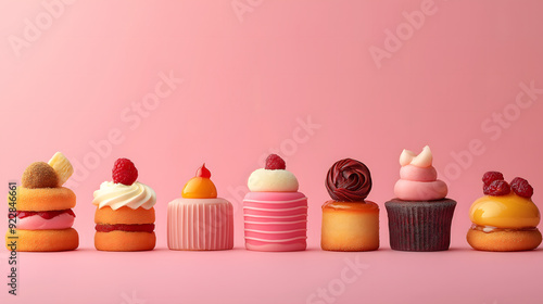 Colorful assortment of gourmet mini desserts arrange