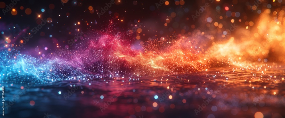 Fototapeta premium Abstract Glowing Particles and Bokeh