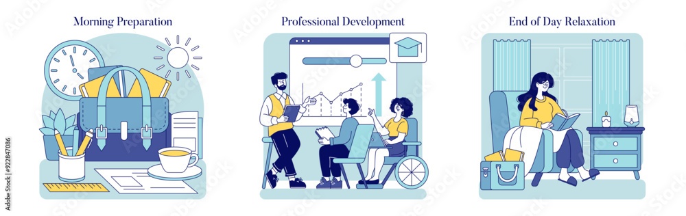 Teachers Everyday Life. Flat Vector Illustration Teachers Everyday Life. Flat Vector Illustration