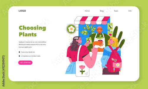 Garden Girl. Flat Vector Illustration