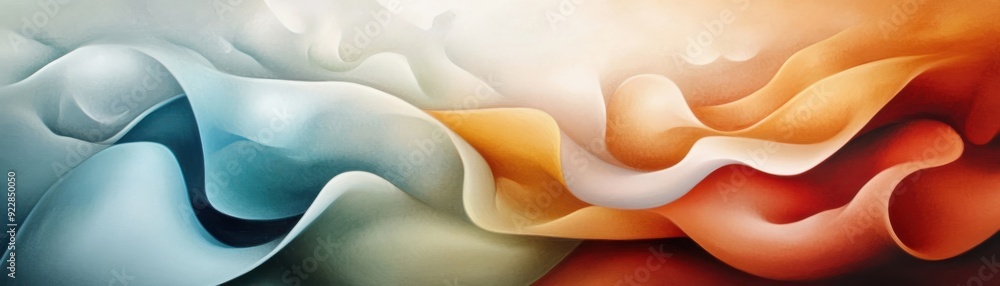 A vibrant abstract design featuring flowing waves of color, blending harmoniously in shades of blue, orange, and cream. A vibrant abstract design featuring flowing waves of color, blending harmoniously in shades of blue, orange, and cream.