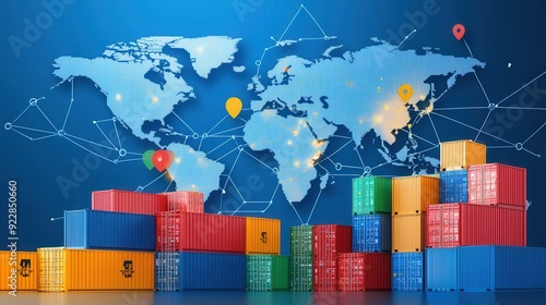 Global maps and cargo containers for freight forwarding
