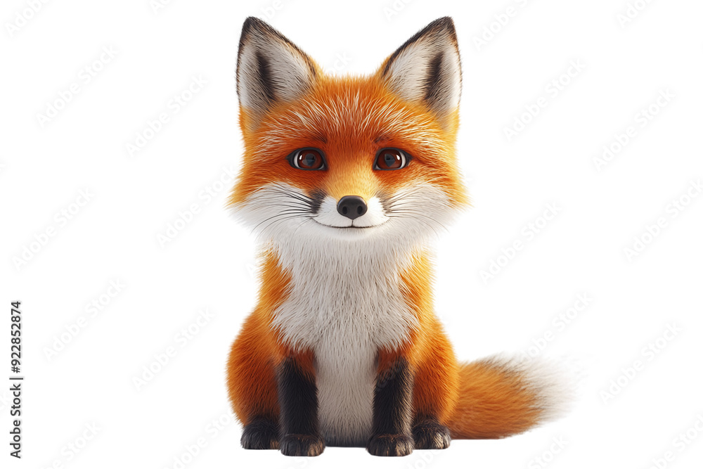Cute Curious Fox: A fox sitting and looking directly at the camera against a transparent background. Cute Curious Fox: A fox sitting and looking directly at the camera against a transparent background.