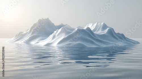 A majestic iceberg rises from the calm waters of the ocean