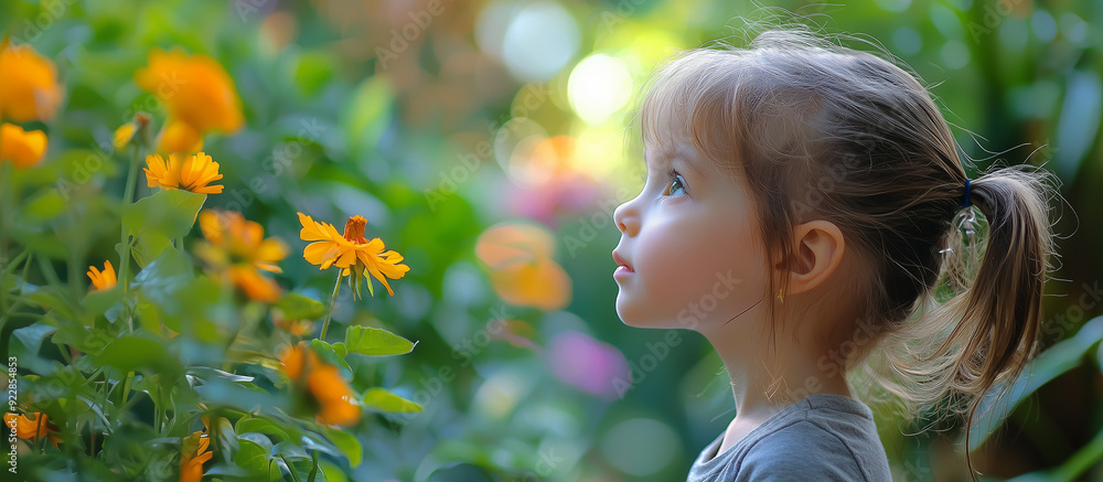 Child Peering at Nature creating a sense of adventure in nature. Curious Child Peering at Nature s Wonders in a Garden Child Peering at Nature creating a sense of adventure in nature. Curious Child Peering at Nature s Wonders in a Garden