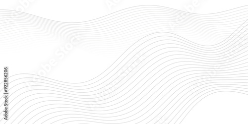 Abstract white blend digital wave lines and technology transparent background. Minimal carve wavy white and gray flowing wave lines and glowing moving lines. Futuristic sound wave lines background.