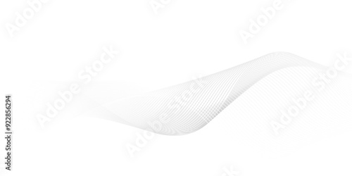 Abstract white blend digital wave lines and technology transparent background. Minimal carve wavy white and gray flowing wave lines and glowing moving lines. Futuristic sound wave lines background.
