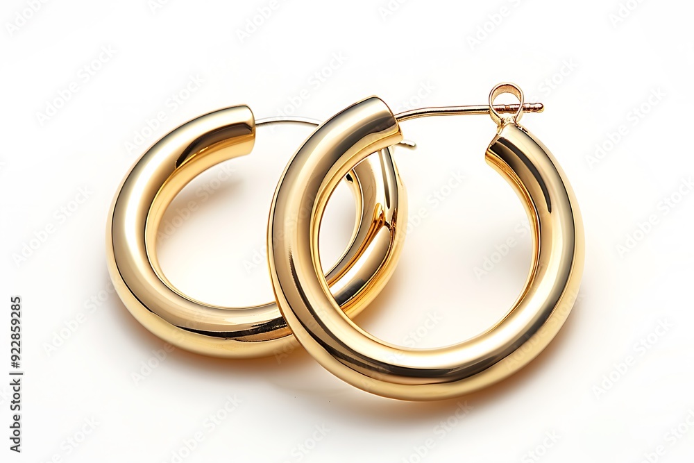 Hoop earrings isolated on white background. Hoop earrings isolated on white background.