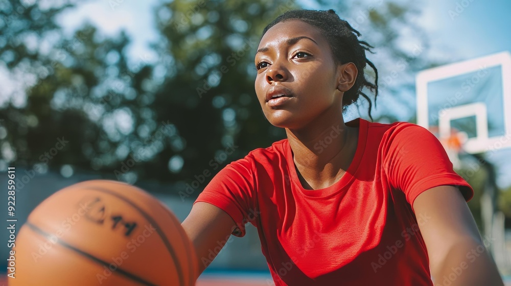 Empowering Portrait of a Young Female Basketball Player in Action Empowering Portrait of a Young Female Basketball Player in Action