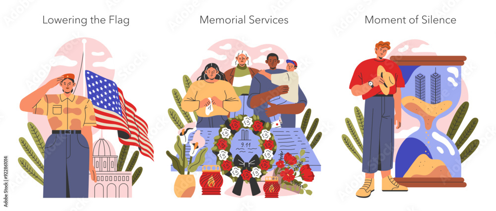 Fototapeta premium Patriot Day. Flat Vector Illustration