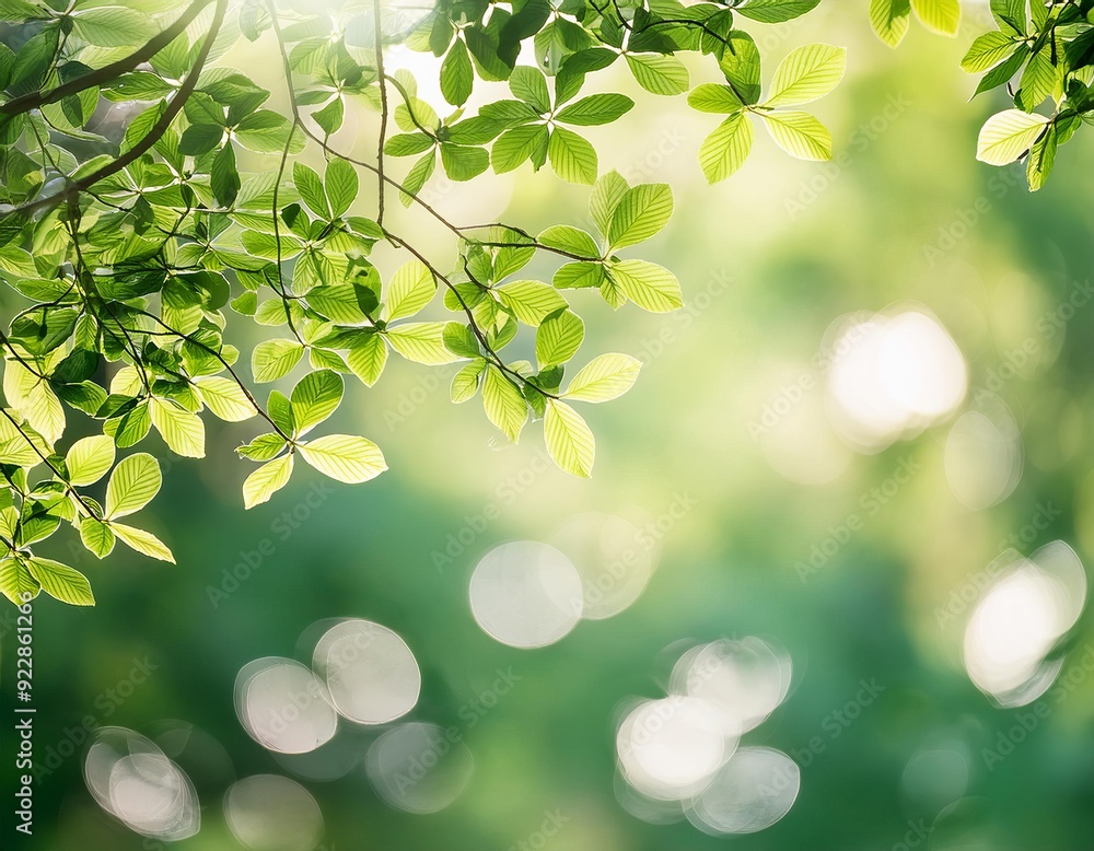 nature white and green bokeh, leaves branch spring or summer forest nature white and green bokeh, leaves branch spring or summer forest