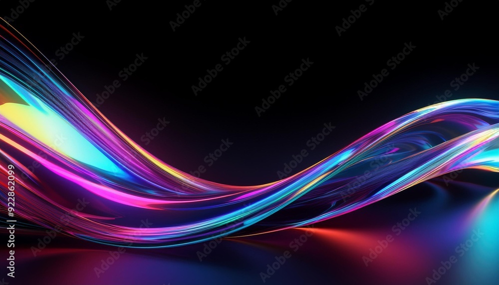 Simple abstract background featuring colorful curvy neon line with glowinthedark rings rings AI-generated Simple abstract background featuring colorful curvy neon line with glowinthedark rings rings AI-generated