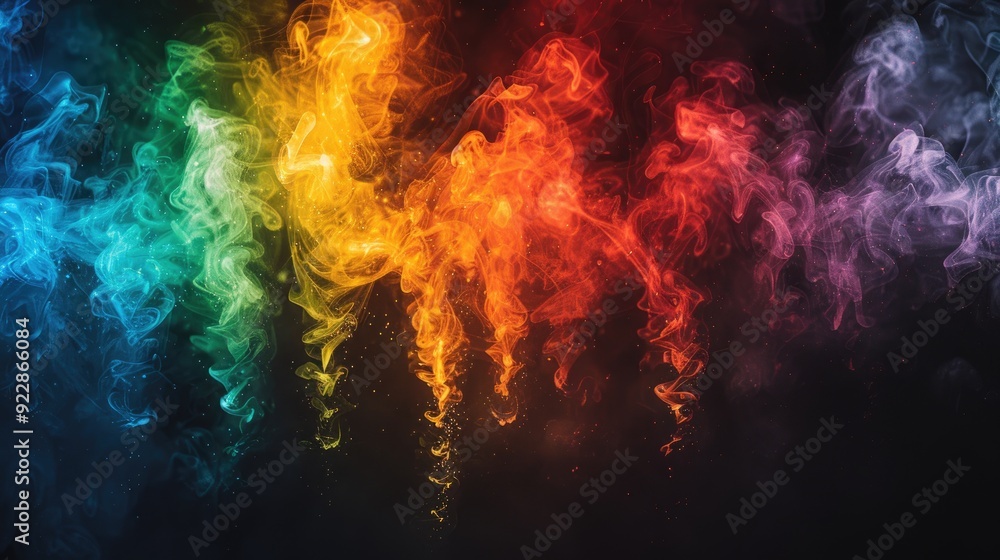 abstract rainbow background with waves, on black background abstract colorful background  
