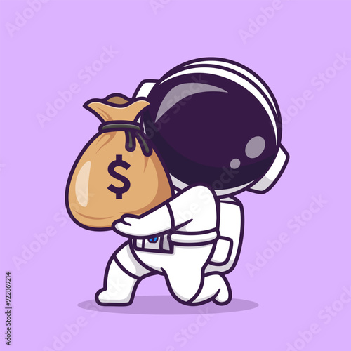 Cute Astronaut Bring Money Bag Cartoon Vector Icon
Illustration Science Business Icon Concept Isolated Premium
Vector. Flat Cartoon Style
