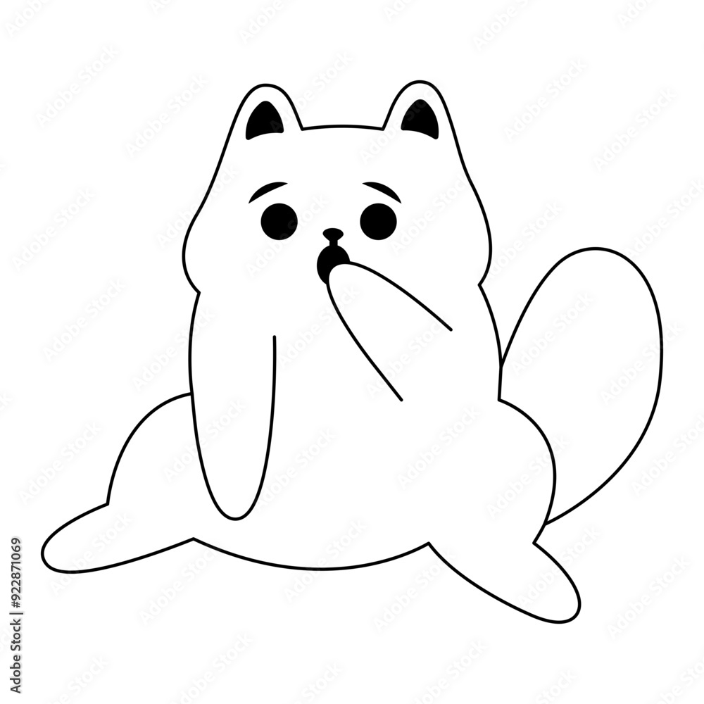 linear illustration of a surprised cat in black with transparent background linear illustration of a surprised cat in black with transparent background
