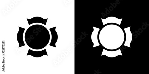 Blank Fire Department badge icon Thin line illustration set