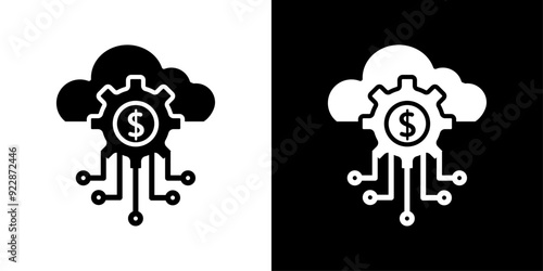 fintech industry icon Thin line illustration set