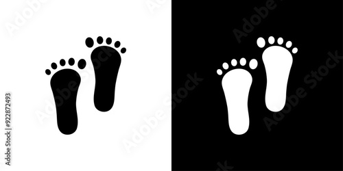 footprint human icon Thin line illustration set