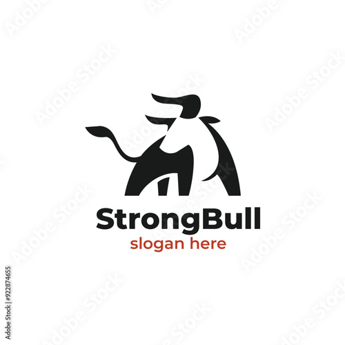 Strong bull modern logo vector