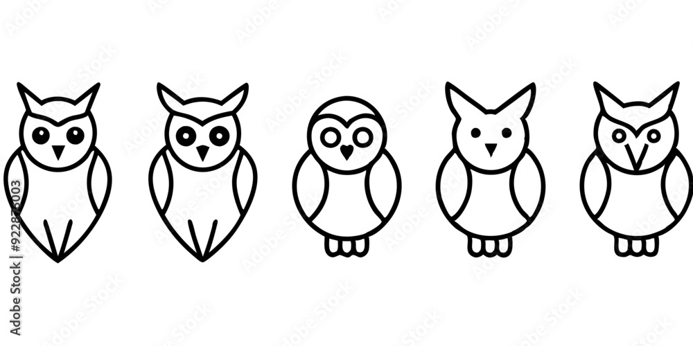 Owl icons set of Owl simple icon vector line art illustration Owl icons set of Owl simple icon vector line art illustration