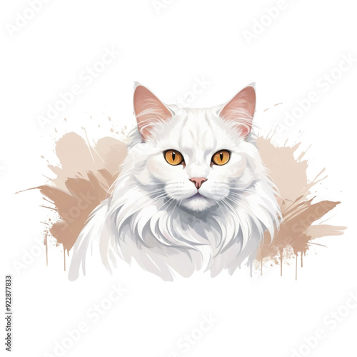 white cat, white background, kitten fur