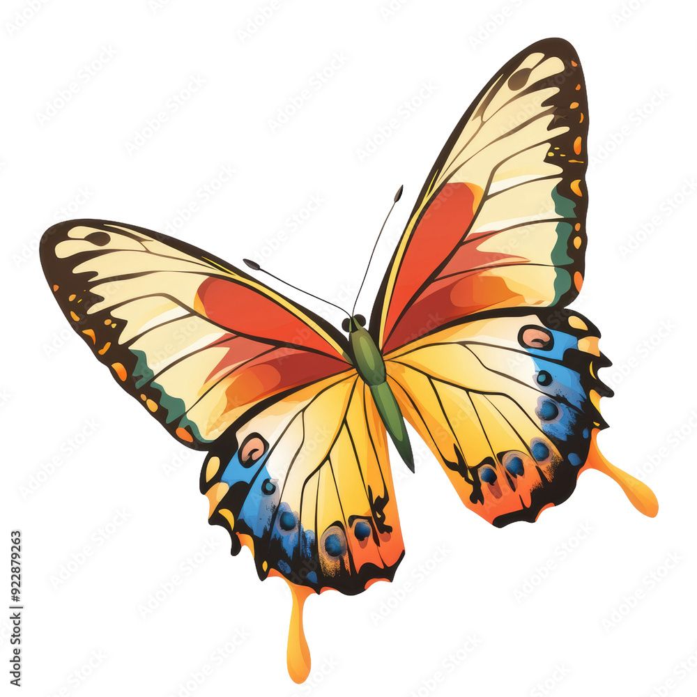 Obraz premium Colorful butterfly with intricate wing patterns, cut out - stock png.