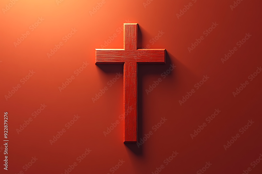 Naklejka premium Minimalistic illustration of a cross centered on a plain , emphasizing simplicity and contrast. 