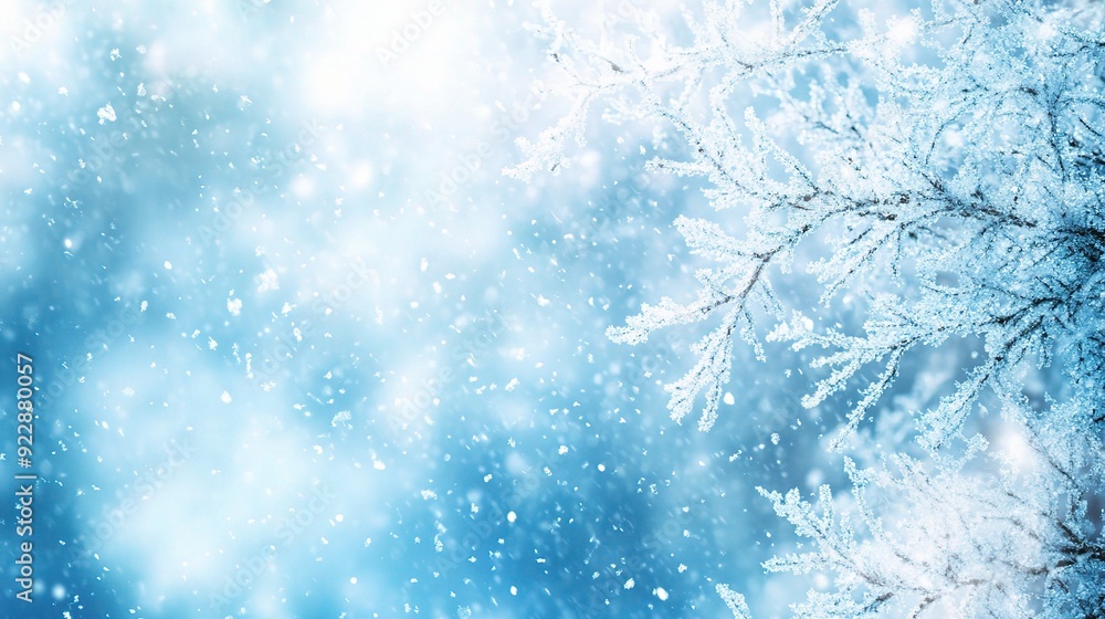 Winter's Embrace: Frosty Branches and Falling Snow Winter's Embrace: Frosty Branches and Falling Snow