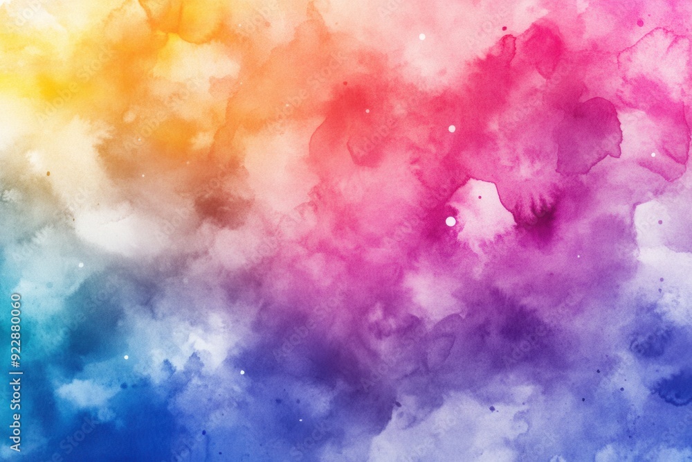 Obraz premium Colorful abstract watercolor painting with splashes of yellow, pink, purple, blue, and white.