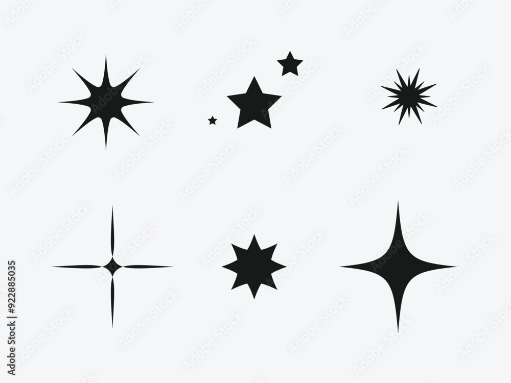 Set of blinking stars, sparks and sparkles Set of blinking stars, sparks and sparkles
