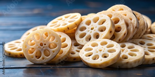 Chinese lotus root slices on background, Chinese, lotus root, slices,background, fresh, organic, healthy, vegetable, ingredient photo