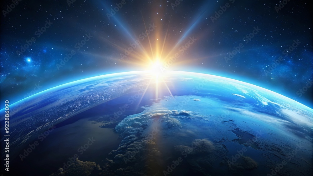 Blue sunrise over Earth from outer space, earth, sunrise, space, view, planet, blue, horizon Blue sunrise over Earth from outer space, earth, sunrise, space, view, planet, blue, horizon