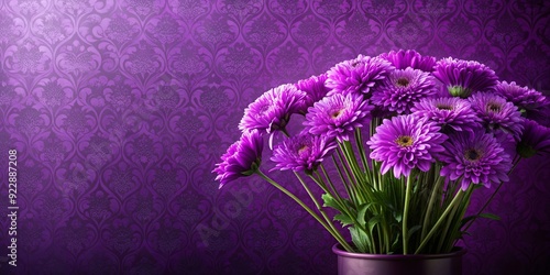 Purple flowers against a purple wallpaper background, purple, flowers, wallpaper, background, vibrant, colorful, blooming