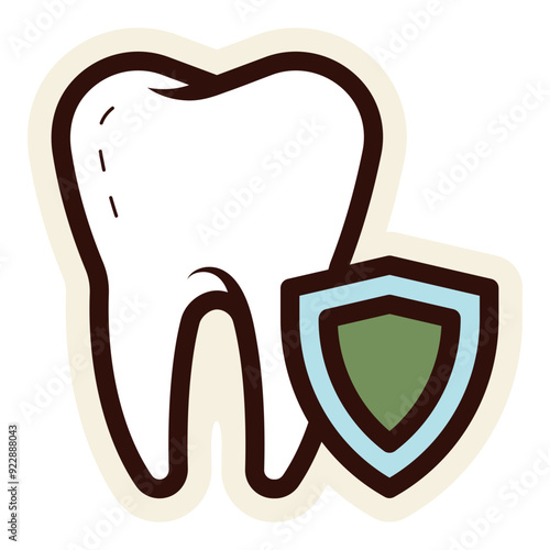 tooth shield secure protection icon sticker
