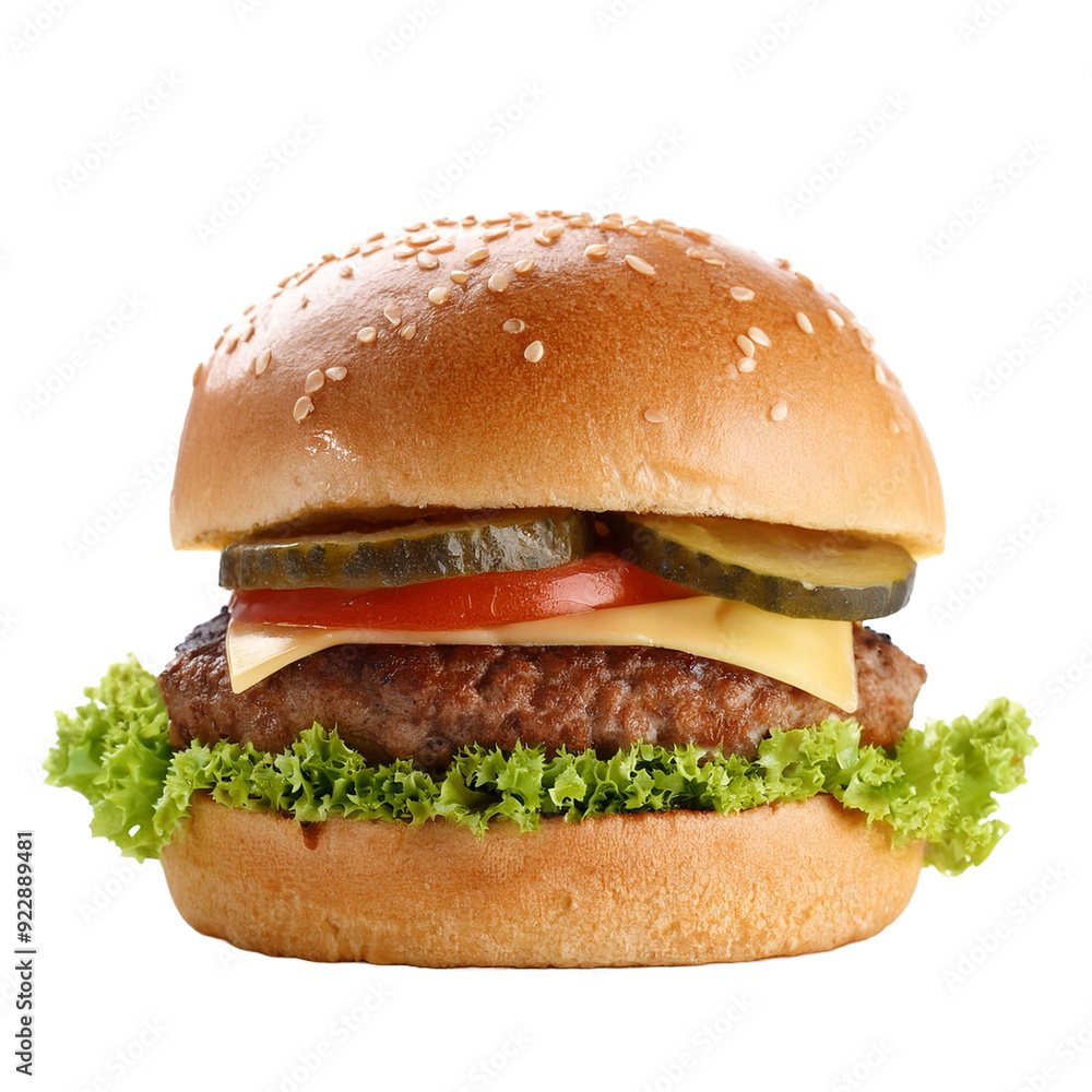 realistic closeup burger on transparent background realistic closeup burger on transparent background