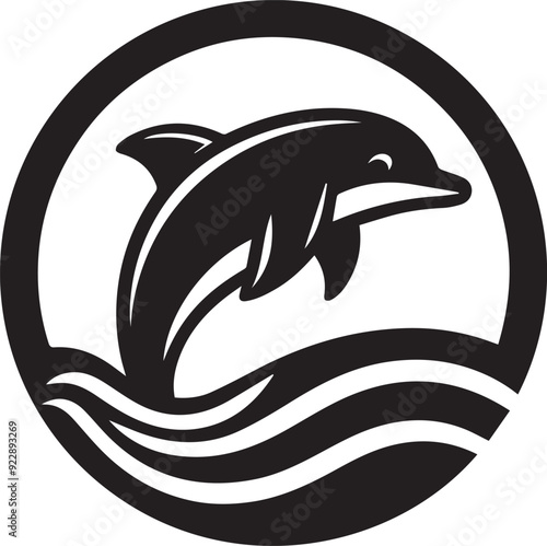 dolphin silhouette black illustration vector, dolphin logo vector silhouette, photo