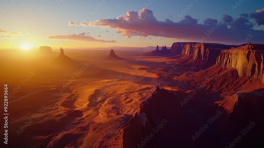 Fototapeta premium Monument Valley National Park, Arizona, USA Breathtaking Sunset Over Red Rock Formations