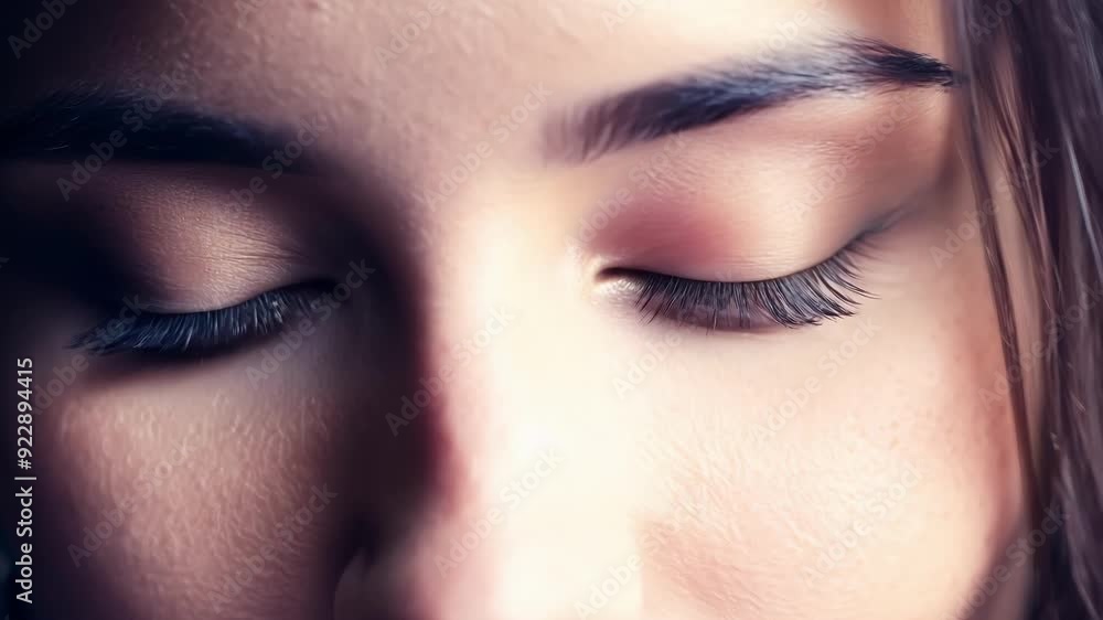 Young woman with eyes closed, basking in sunlight, exudes peace and tranquility. Soft light highlights her features, radiating freshness and beauty Young woman with eyes closed, basking in sunlight, exudes peace and tranquility. Soft light highlights her features, radiating freshness and beauty