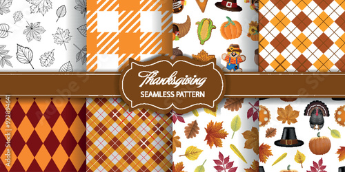 set of thanksgiving seamless patterns. collection of thanksgiving textures