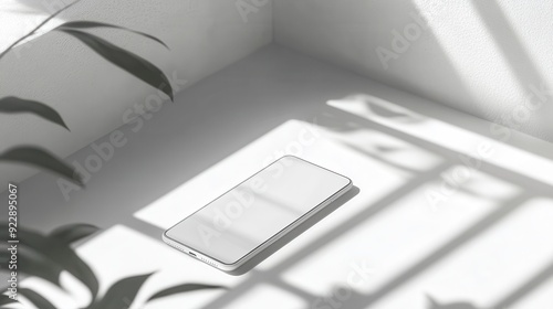 White Smartphone with Window Light and Shadow.