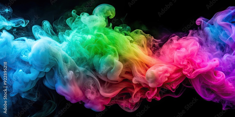 Obraz premium Colorful abstract smoke art in vibrant hues of pink, blue, and green , abstract, colorful, smoke, swirl, artistic