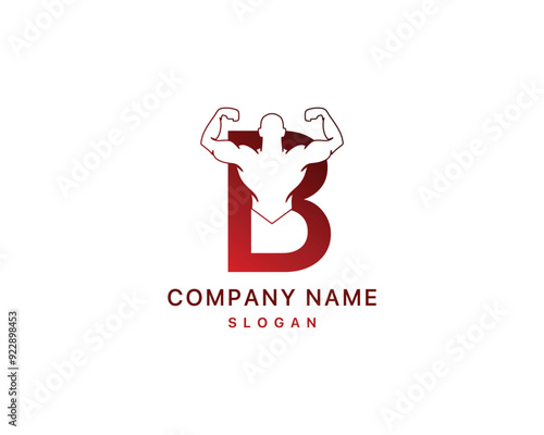 Letter B Gym Logo Fitness Bodybuilding Muscle Illustration