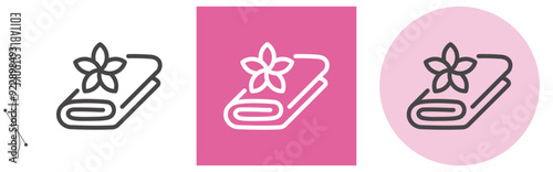 タオルのライン・アイコン　[線の編集可能]