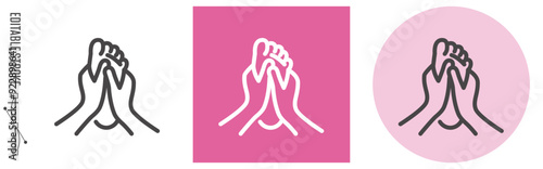 足裏マッサージのライン・アイコン　[線の編集可能]