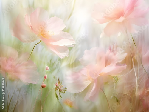 abstract backdrop with breeze through flowers
